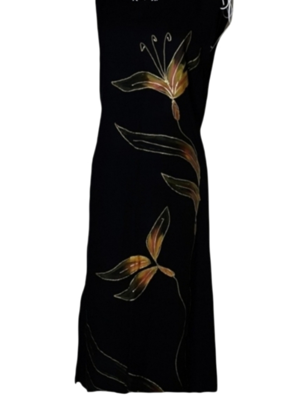 Marcia & Me Hand Painted Floral Black Dress SZ Small
